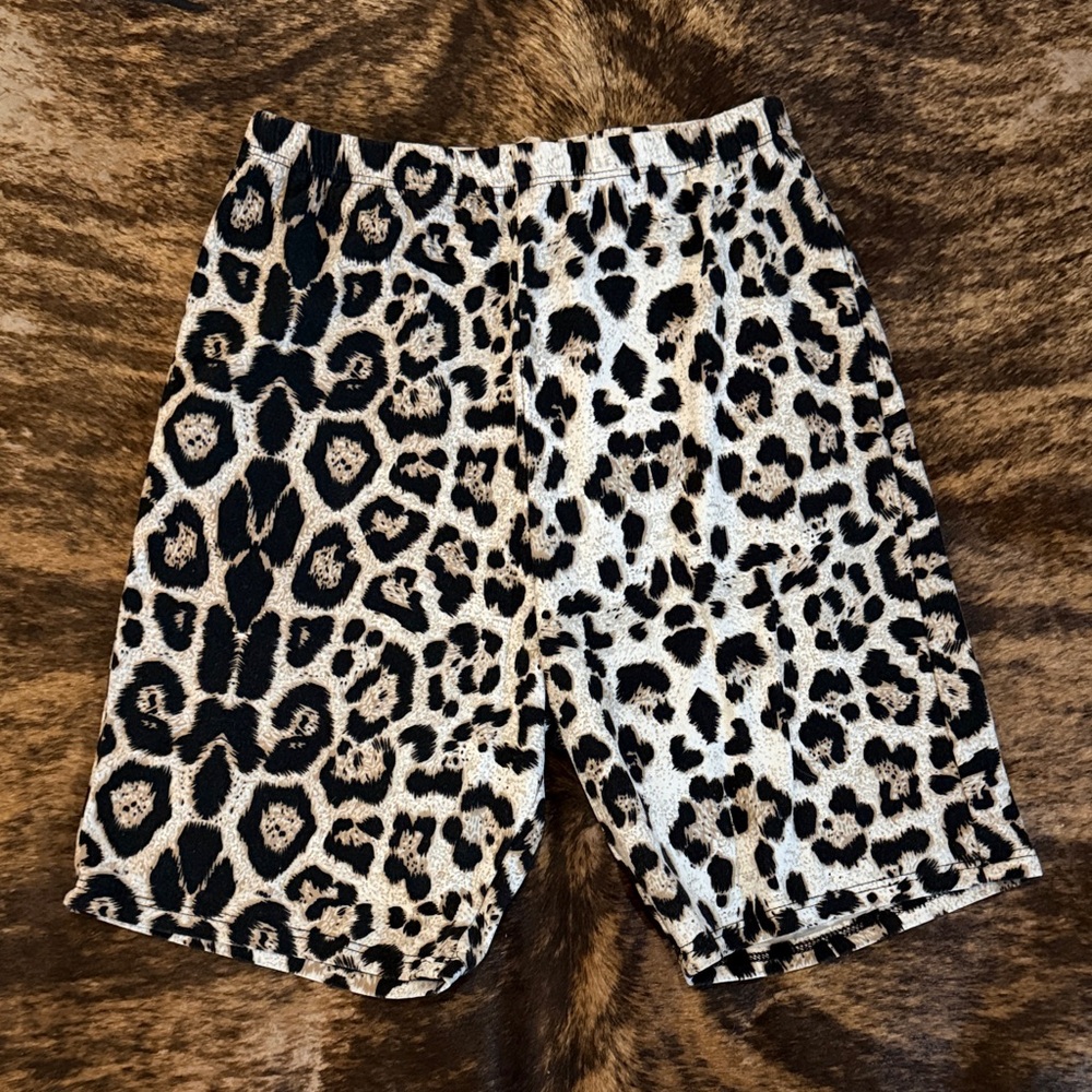 Tres Bien Black and Cream Leopard Print Bike Shorts